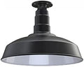 Steel Lighting Co. Carson Barn Light | Ceiling Mounted Pendant | 16 inch Dome | Flush Mount | Industrial Style Steel Light Made in America | Matte Black Exterior/White Interior