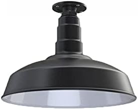 Steel Lighting Co. Carson Barn Light | Ceiling Mounted Pendant | 16 inch Dome | Flush Mount | Industrial Style Steel Light Made in America | Matte Black Exterior/White Interior