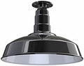 Steel Lighting Co. Carson Barn Light | Ceiling Mounted Pendant | 16 inch Dome | Flush Mount | Industrial Style Steel Light Made in America | Black Exterior/White Interior