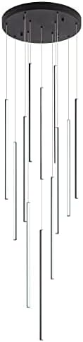 Modern LED Chandelier with Clustered Pendant Lights - Black, 12 Lights, Dimmable, High Ceiling, Large Hanging Chandelier for Loft, Villa, Living Room, Stairs and Foyer