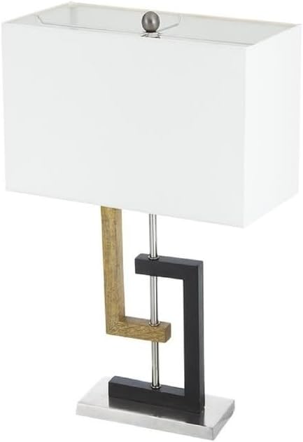 Modern Table Lamp - Geometric Design - Black & White Shade - 27" Tall