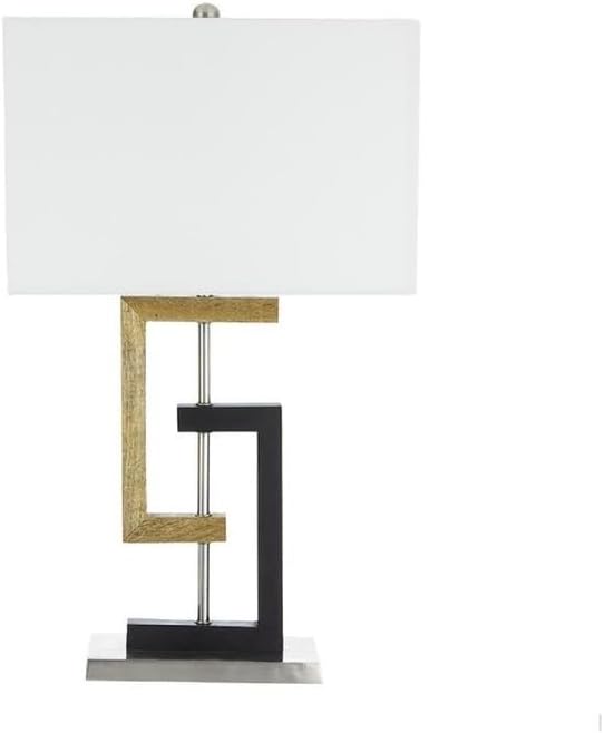 Modern Table Lamp - Geometric Design - Black & White Shade - 27" Tall