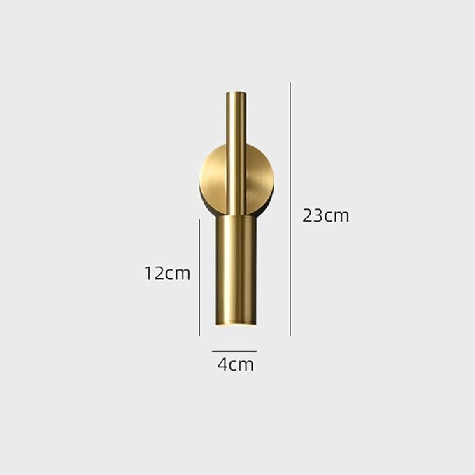 Modern Wall Sconce, Solid Brass Wall Lamp, Gold Finish, 5W LED 3-Color Changing, Geometric Cylindrical Bar Design, Elegant Accent Lighting for Living Room, Bedroom, Hallway.(Black)