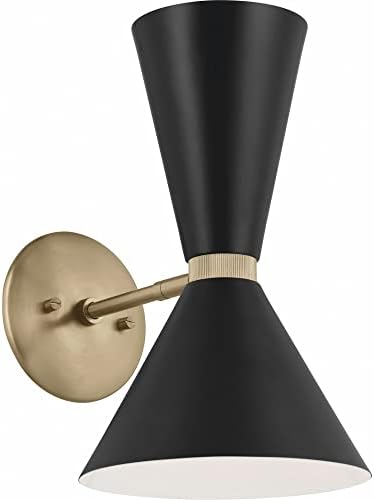 Kichler Phix 13.5 Inch 2 Light Wall Sconce in Champagne Bronze with Black 52570CPZBK