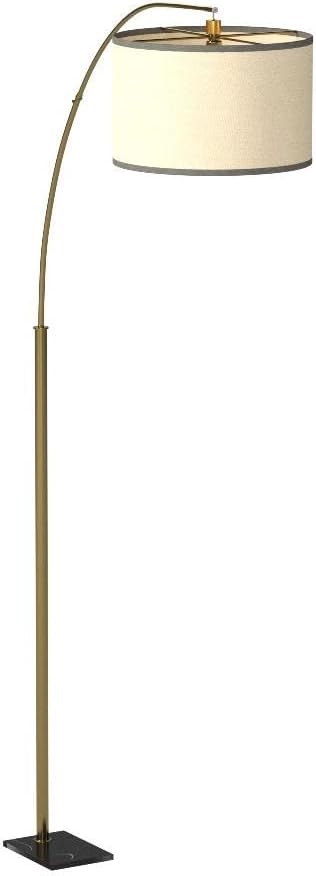 Brightech Logan Arc Floor Lamp, Bright Standing Lamp for Living Rooms, Offices & Bedrooms, Modern Living Room Décor, Tall Hanging Floor Lamp for Reading and More – Gold/Brass