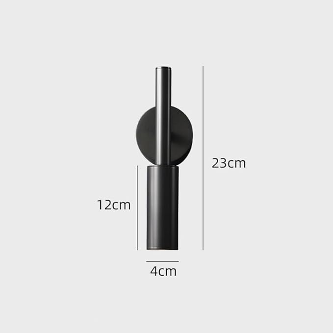 Modern Wall Sconce, Solid Brass Wall Lamp, Gold Finish, 5W LED 3-Color Changing, Geometric Cylindrical Bar Design, Elegant Accent Lighting for Living Room, Bedroom, Hallway.(Black)