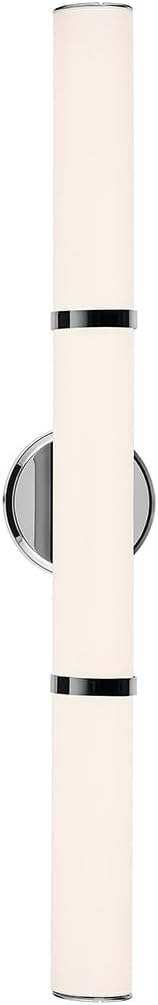 Kichler Rosh 32" LED Large Bath Bar with White Glass in Chrome, Modern Minimalist, for Vanity, Fireplace, Buffet, Hallway, Vanity Mirror, (32" W x 5" H), 55189CHLED