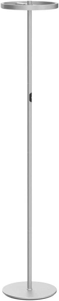 Brightech Halo Split Floor Lamp, Modern Bright LED Torchiere Floor Lamp for Offices - Dimmable, Tall Standing Lamp for Living Room or Bedroom - Adjustable Light w/Rotating Angles - Platinum Silver
