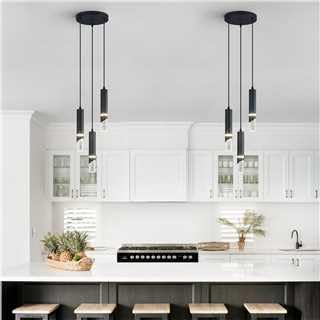 Modern Dimmable Led Pendant Lights Kitchen Island, Ideal for Living Room, Bedroom,Sink 18w LED Crystal Energy-Saving Hanging Lamp for Cozy Lighting (Black 3 Light)