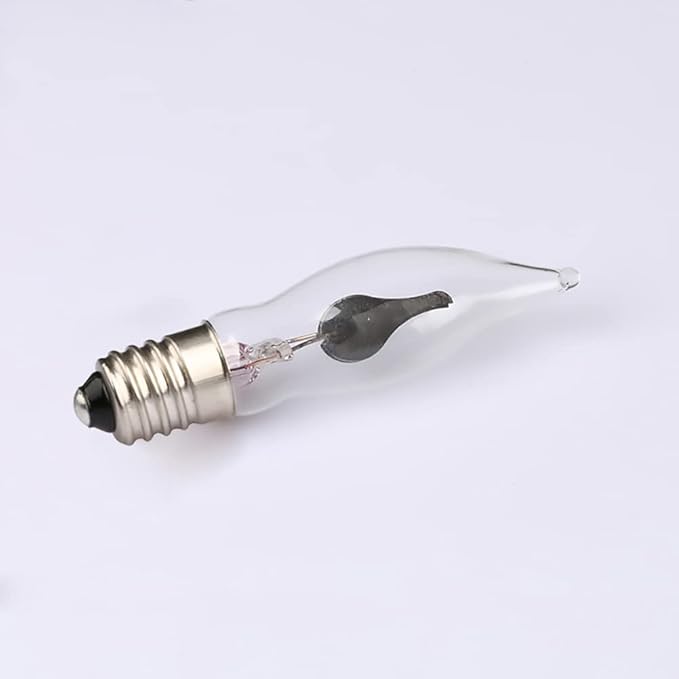 Christmas Flicker Flame Light Bulbs, Clear Flame Shape Replacement Bulbs Dances with a Flickering Orange Flames Glow, E12 Candelabra Base Replacement Bulbs, 1 Watt, 120 Volt- 12 Pack