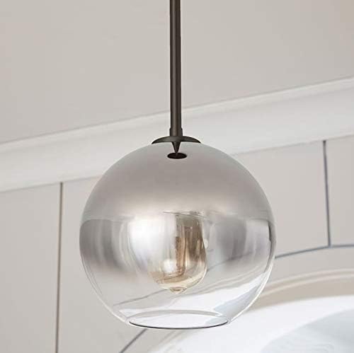 Gradient Color Glass Pendant Light,Modern Glass Hanging Light Chaniler Light (Silver, 25cm)