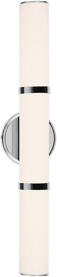 Kichler Rosh 24.25" Bath Bar Medium LED with White Glass in Chrome, Modern Minimalist, for Vanity, Fireplace, Buffet, Hallway, Vanity Mirror, (24.25" W x 5" H), 55188CHLED