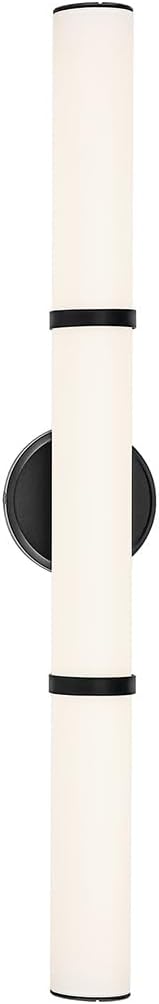 Kichler Rosh 32" LED Large Bath Bar with White Glass in Black, Modern Minimalist, for Vanity, Fireplace, Buffet, Hallway, Vanity Mirror, (32" W x 5" H), 55189BKLED