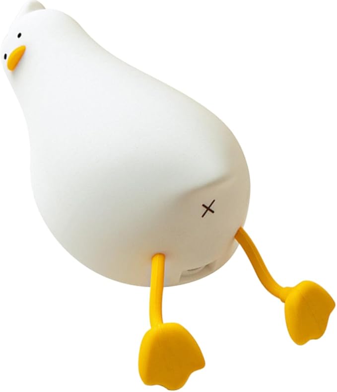 Beaupretty Silicone LED Duck Night Light, Rechargeable Bedside Night Lamp with Soft White Glow, Cute Nursery Room Nightlight for Boys and Bedroom Decor