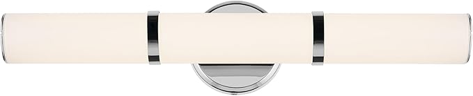 Kichler Rosh 24.25" Bath Bar Medium LED with White Glass in Chrome, Modern Minimalist, for Vanity, Fireplace, Buffet, Hallway, Vanity Mirror, (24.25" W x 5" H), 55188CHLED