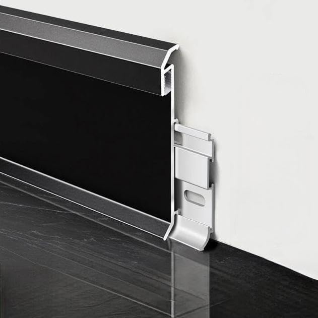40 Pack LED Aluminum Metal Baseboard Trim 80 x 2500mm 3.15” x 8.2’ Total 328 ft, Matte Black LED Light Aluminum Wall Base Board Cover Molding Skirting Trim, Surface Base Mounted Down Light