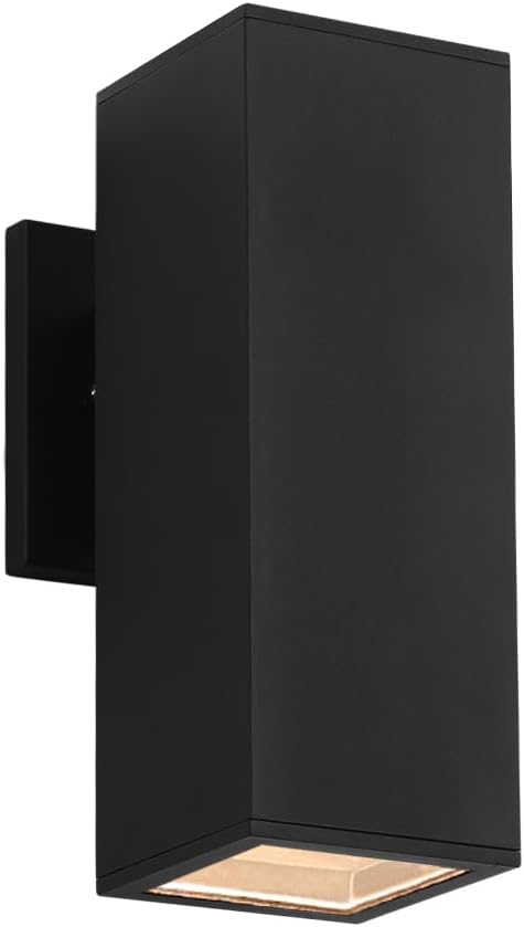 Cerdeco Aluminum Modern Outdoor Wall Sconce,10.75" Exterior Up or Down One Light Fixture Matte Black for Porch Patio Garage Light [ETL Listed]