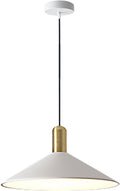 KCO Lighting Modern Cone Pendant Lighting White and Gold Pendant Light Kitchen Island Farmhouse Dome Pendant Light Mid Century Living Room Light Fixture Over Dining Table (White)