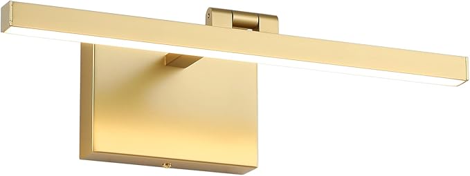 Joosenhouse Hard Wired Picture Light Gold Modern Picture Lights for Paintings 300 Lumens Brightness Adjustable Swing Arm Wall Lamp Dimmable Accent Lighting 110V AC