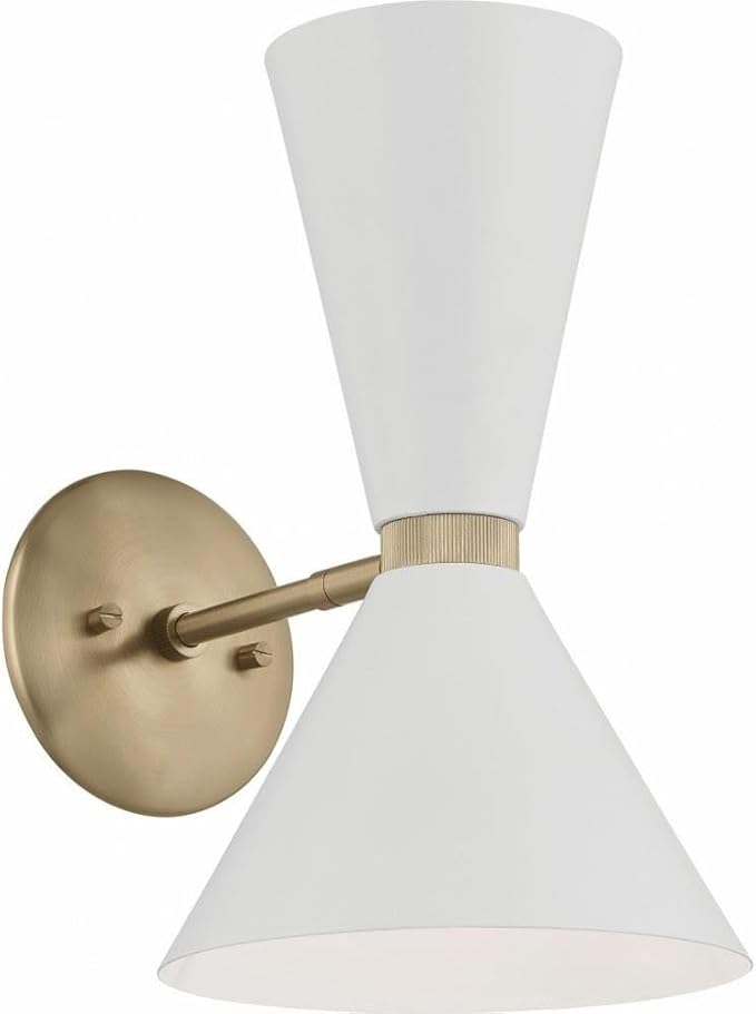 Kichler Phix 13.5 Inch 2 Light Wall Sconce in Champagne Bronze with White