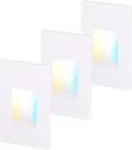 LEONLITE 5CCT 120V LED Step Lights, 3.5W 150LM 5%-100% Dimmable Indoor Outdoor Waterproof Vertical Stair Light, 2700K/3000K/3500K/4000K/5000K Selectable, CRI90, ETL, Aluminum, White, Pack of 3