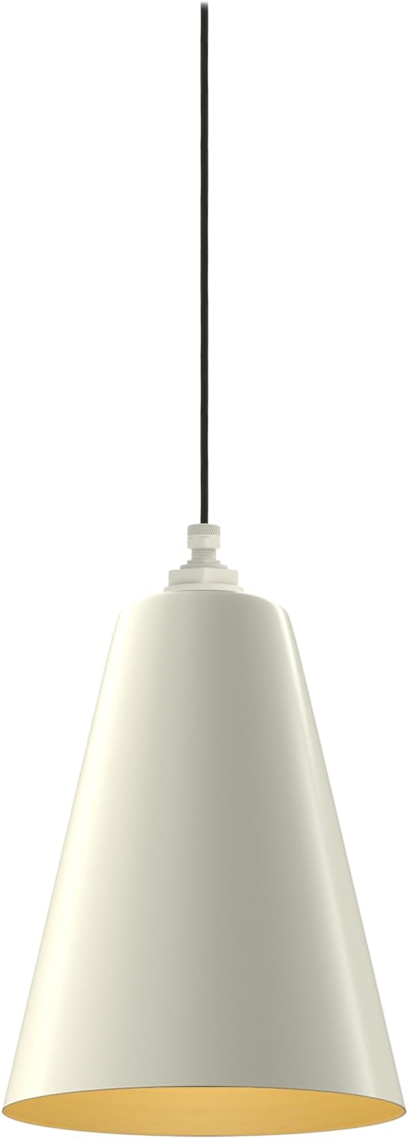 Steel Lighting Co. Laurel Pendant Light | Ceiling Mounted | 8.5 inch Cone Shade | Modern Contemporary Farmhouse Style Made in America | Black Cloth Cord | Cream Exterior/Brass Interior