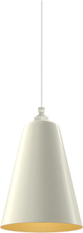 Steel Lighting Co. Laurel Pendant Light | Ceiling Mounted | 8.5 inch Cone Shade | Modern Contemporary Farmhouse Style Made in America | White Cloth Cord | Cream Exterior/Brass Interior