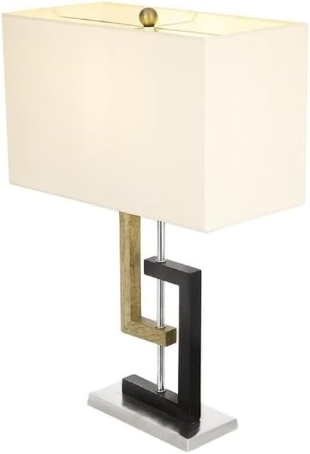Modern Table Lamp - Geometric Design - Black & White Shade - 27" Tall