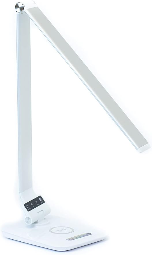 Desk Lamp with RGB Accent Light Wireless Charger USB Port Dimmable Light Controls (Silver)