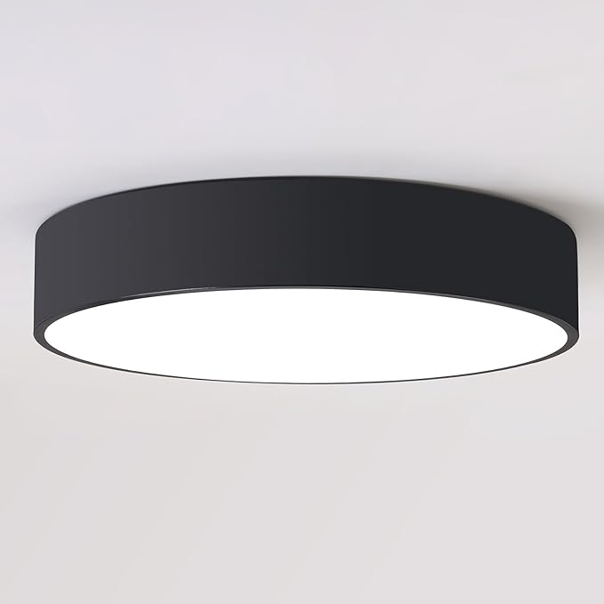18 Inch Large Flush Mount Ceiling Light Fixture,5CCT Dimmable LED Ceiling Lights, Modern Black Round Lamp Fixture Living Room Bedroom Laundry Room Bathroom