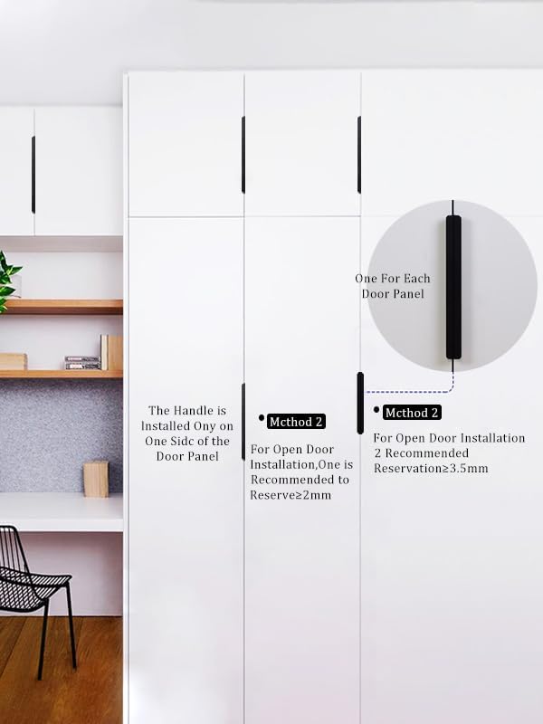 Satanga Black Pack of 2 Edge Finger Pull for Cabinets Kitchen Concealed Aluminum Hidden Bar Pulls Drawer Pulls Easy to Install 7.87 inch Overall Length