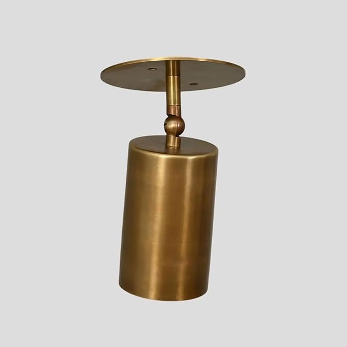 Handmade Brass Ceiling Wall Sconce – Modern Rotatable Antique Finish LED Light Fixture for Indoor Accent & Track Lighting – Vintage Minimalist Ceiling Mount Light for Home, Office (Raw Brass)