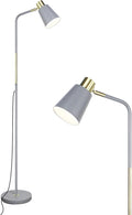 Floor Lamp, Industrial Floor Lamps for Living Rooms Rustic Farmhouse Reading Standing Floor Lamp Adjustable Metal Heads Indoor Task Lighting for Living Room Bedroom Office Home Décor (Grey)