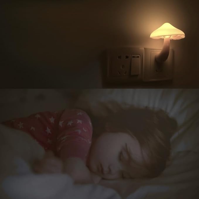AUSAYE 3 Pack Sensor LED Night Light Plug in Lamp Mushroom Night Light for Adults Kids NightLight Bedroom,Bathroom,Toilet,Hallway,Stairs,Kitchen,Basement Warm White