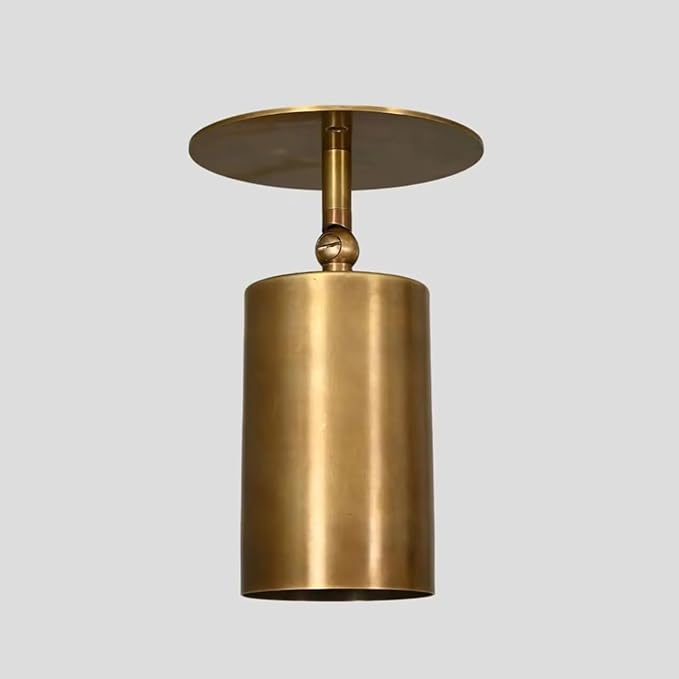 Handmade Brass Ceiling Wall Sconce – Modern Rotatable Antique Finish LED Light Fixture for Indoor Accent & Track Lighting – Vintage Minimalist Ceiling Mount Light for Home, Office (Raw Brass)