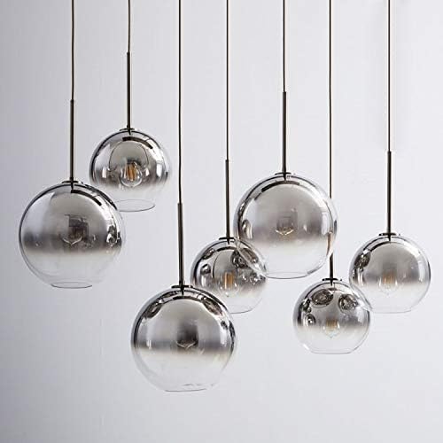 Gradient Color Glass Pendant Light,Modern Glass Hanging Light Chaniler Light (Silver, 25cm)