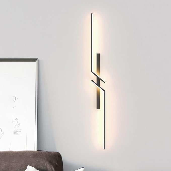 Modern Linear Wall Sconce, Minimalist Black LED Wall Light, Geometric Contemporary Wall Decor Wall Light for Living Room, Bedroom Background, Hallway Accent Lighting