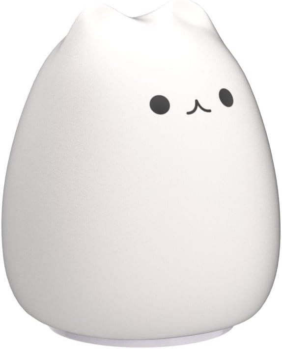 ZKLiLi Cute Cat Lamp, Night Light for Girls Bedroom, Kitty Lamp Birthday Gifts for Kids Baby Toddler Teen Portable Silicone Kawaii Nightlight Nursery Room Decor (Battery Cat)