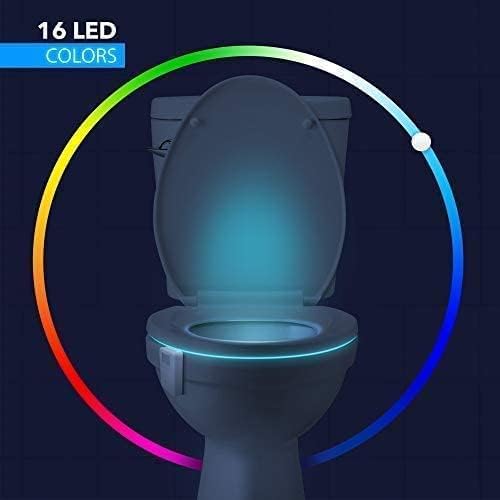 2 Pack Toilet Bowl Night Light, Motion Sensor Activated LED Nightlight Inside Bowl with 16 Colors & 5 Brightness, Waterproof, Easy Install, Fun and Usefull Gift