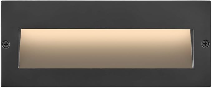 Hinkley Taper 12V Wide Horizontal Step Light - Wet Rated, Stainless Steel Construction, Recessed Mount, Etched Lens, ADA - Matte Black Stainless Finish