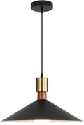 16 Inch Modern Black Pendant Light, Minimalist Cone Pendant Lamps for Kitchen Island, Industrial Adjustable Height Hanging Lights Indoor for Barn Dining Living Entryway Shop (Style A-1 Pack)