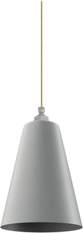 Steel Lighting Co. Laurel Pendant Light | Ceiling Mounted | 8.5 inch Cone Shade | Modern Contemporary Farmhouse Style Made in America | Gold Cloth Cord | Modern Gray Exterior/Modern Gray Interior