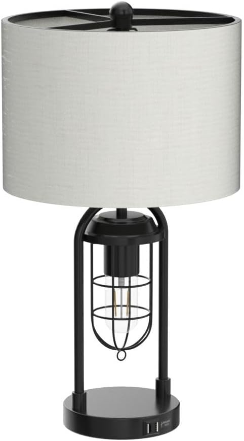 Kyrid 21'' Table Lamps Set of 2 with Night Light and USB Port Industrial Modern Nightstand Lamp Set (Bulbs Included)