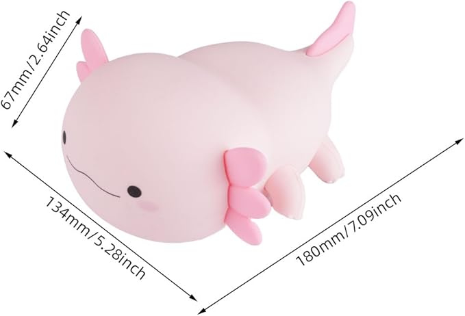 Axolotl Night Light – Cute Rechargeable Dimmable Silicone Lamp, Kawaii Room Decor for Kids Girls Boys