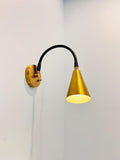 Industrial Metal Cone Sconce Light - Vintage Brass Gold Wall Sconces Lighting Fixtures with Metal Shade -Wall Mount Swing Arm Lamp for Bedroom, Kitchen, Hallway, Living Room, Reading (Black Brass)