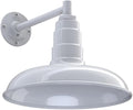 Steel Lighting Co. Topanga Barn Light | Outdoor Wall Mounted | Farmhouse Garage Light Made in America | 14 inch Dome | 11 inch Straight Arm | White Exterior/White Interior
