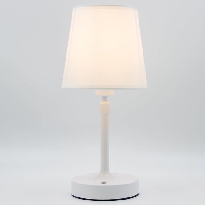 Cordless Table Lamp Rechargeable Touch White Mini Small Lamp Adjustable Height 5200mAh Battery Operated with Stepless Dimming Function for Bedroom Nightstand Bathroom Kitchen Counter Home Decoration