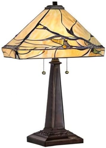 Robert Louis Tiffany Budding Branch Mission Tiffany Style Table Lamp 24" High Bronze Brown Metal Antique Copper Glass Art Shade Decor for Living Room Bedroom House Bedside Nightstand Home Office