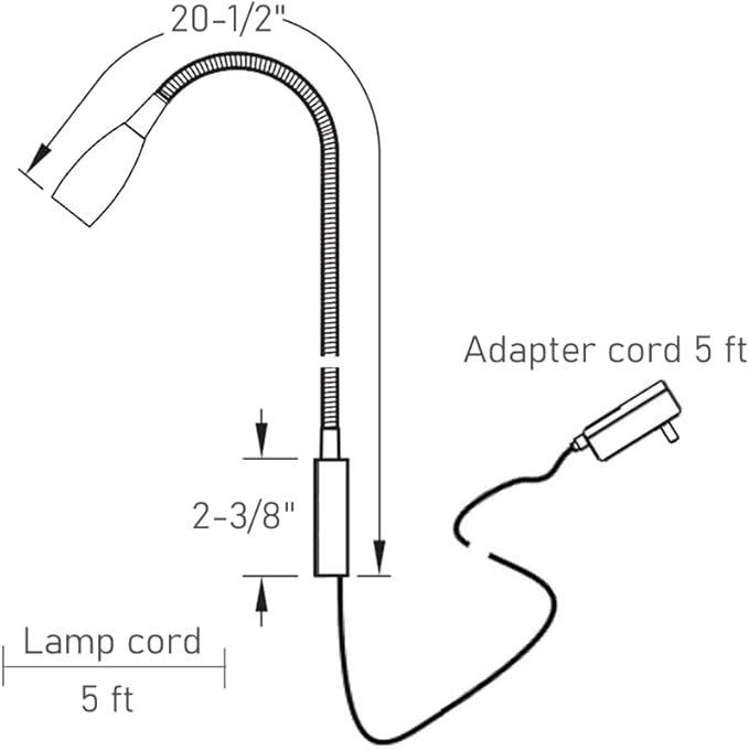 acegoo Bedside LED Reading Light Flexible Wall Lamp with USB Charger, Headboard Wall Surface Mount Dimmable Book Light, with Plug-in Power Adapter (Nickel Finish)