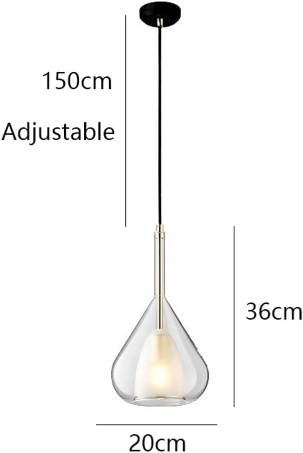 Modern Gold Black Double Layer Glass Teardrop Pendant Light E27 Base Adjustable Hanging Decorative Luminaire for Living Room Bedroom Dining Area Small Spaces